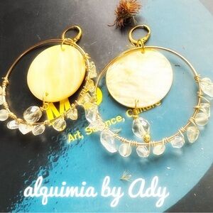 Alquimia Gold and Cream Hoop Earrings